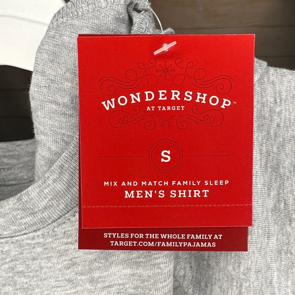 Wondershop "Merry & Bright" Gray Men's Holiday Sleep Shirts Size Small New - Picture 5 of 9